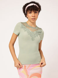 DressBerry Dazzling Diva Ribbed Lacey Top