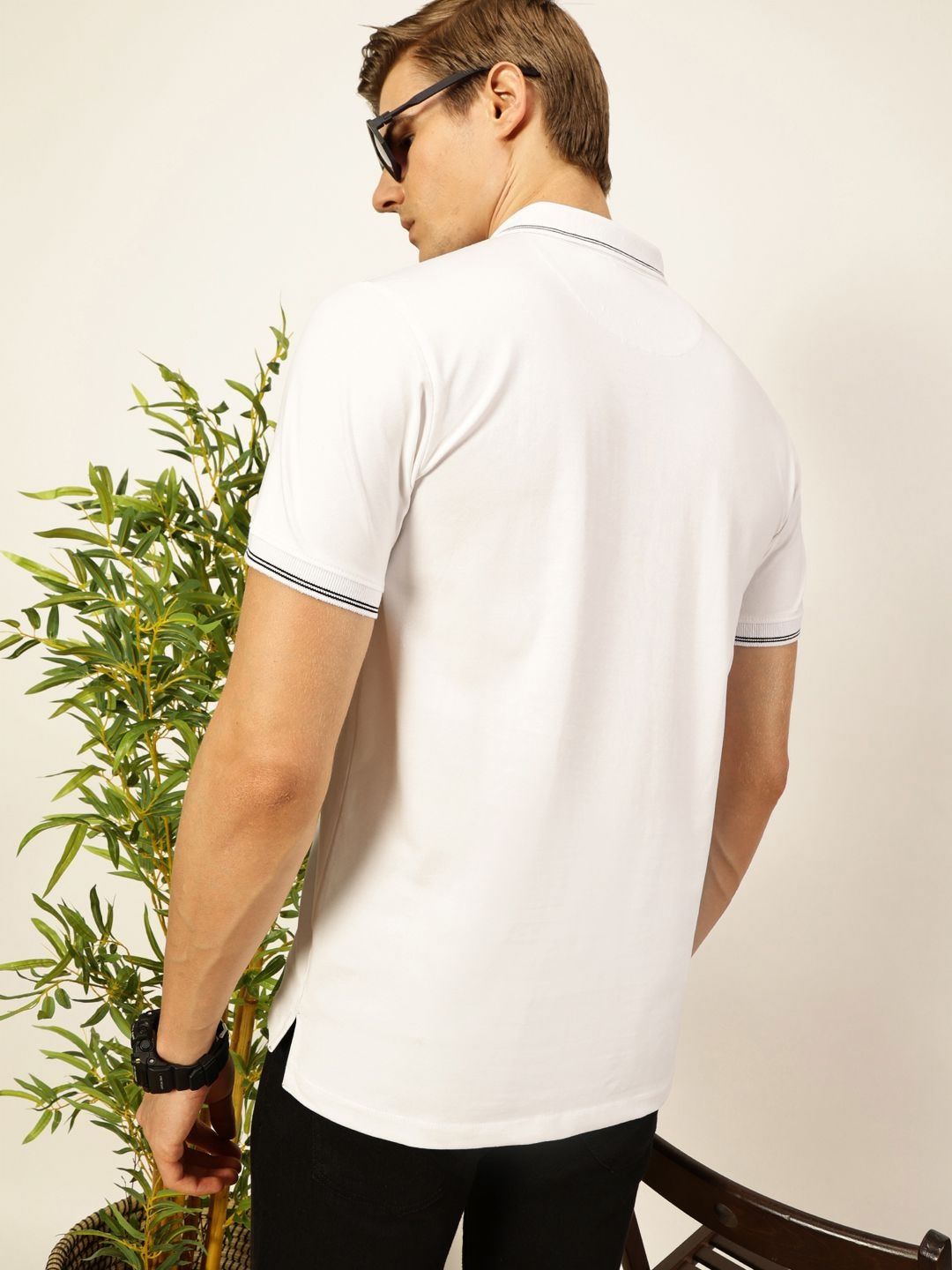 Thomas Scott Men Solid Polo Collar Cotton T-shirt