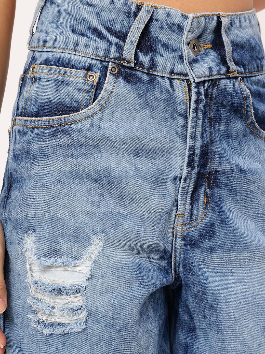 DressBerry Women Raw Edge Ripped Denim Shorts