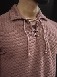 Powerlook Men Self Design Polo Collar T-shirt