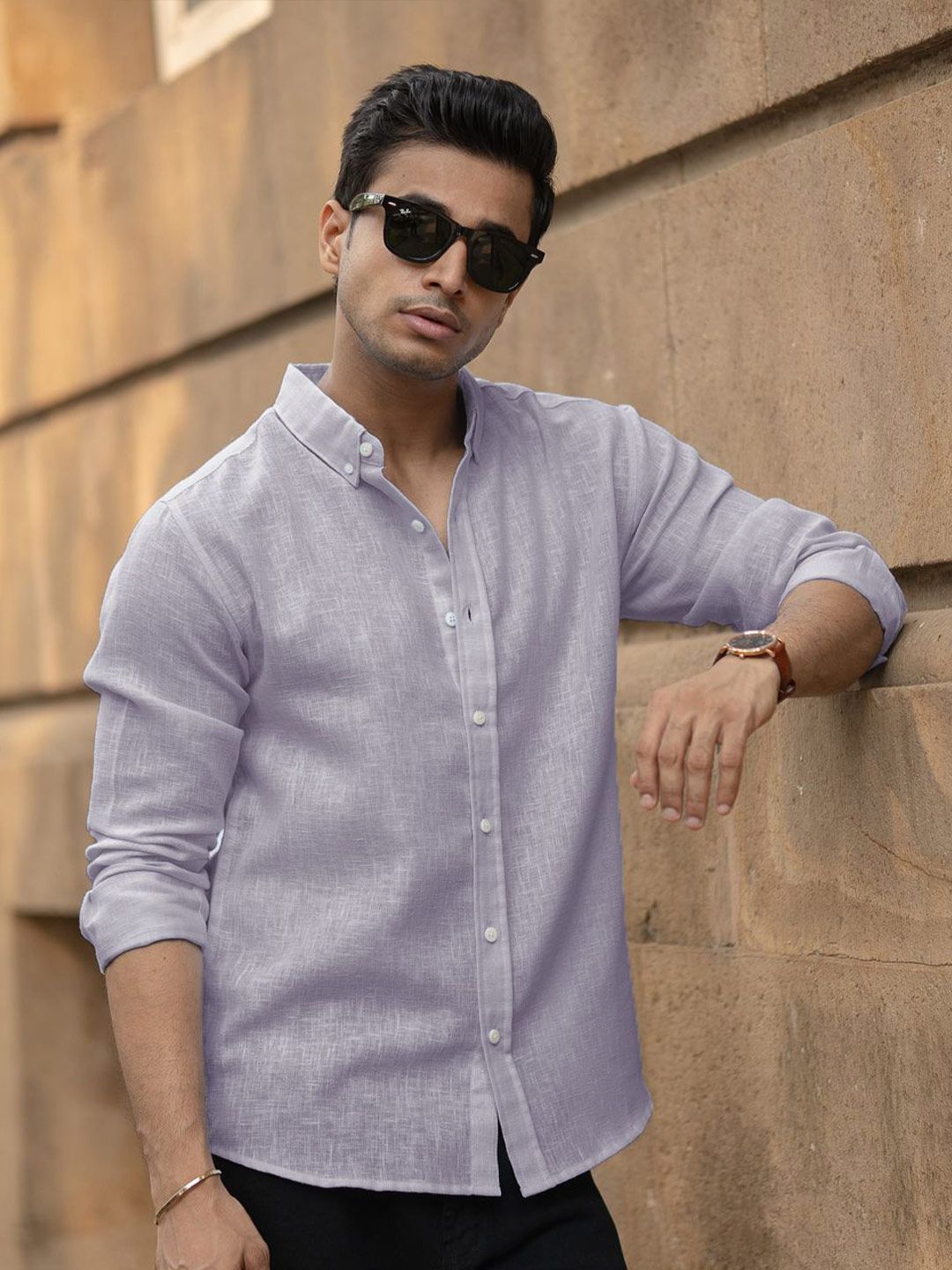 Powerlook Men Solid Button-Down Collar Casual Shirt