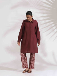 trueBrowns Shirt Collar Cotton Tunic with Trouser