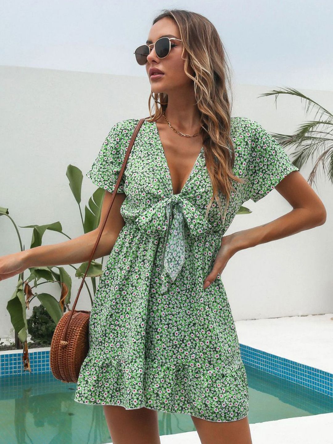 DressBerry Floral Print Fit & Flare Mini Dress