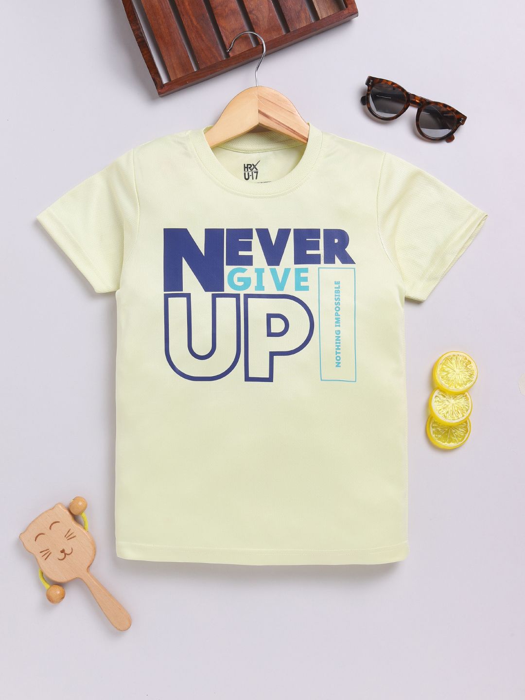 HRX by Hrithik Roshan Boys Typography Printed Rapid-Dry T-shirt