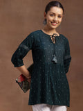Libas Geometric Woven Design Dobby Pleated Kurti