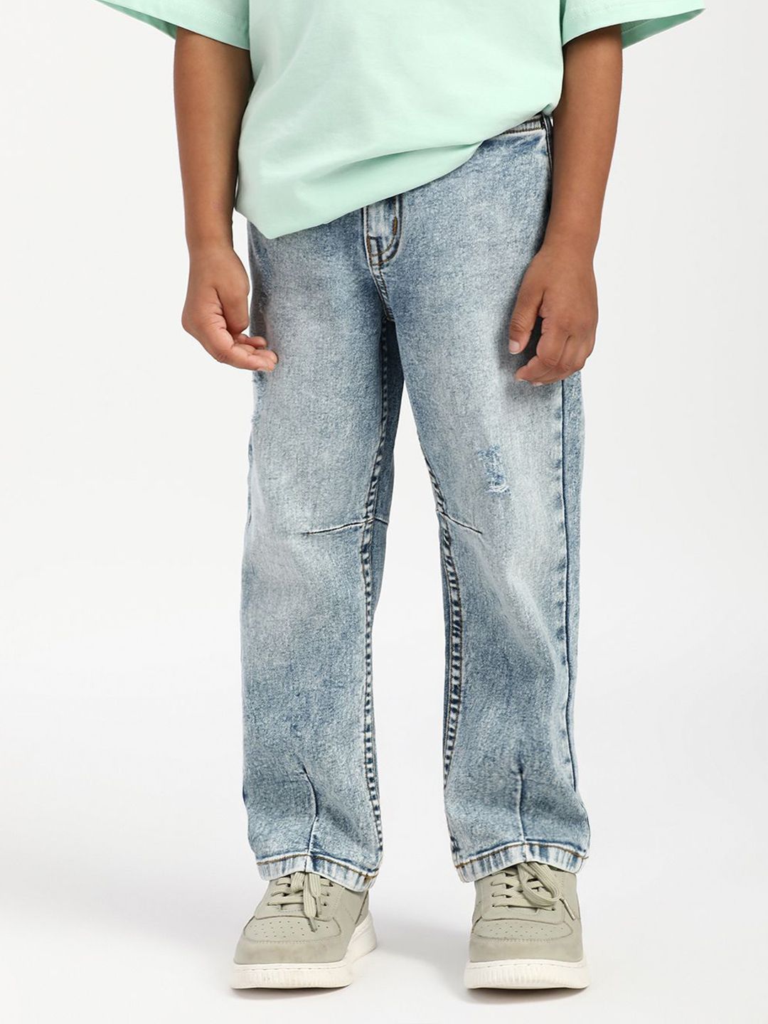 Nauti Nati Boys Textured Cotton Regular Fit Mid-Rise Stretchable Jeans