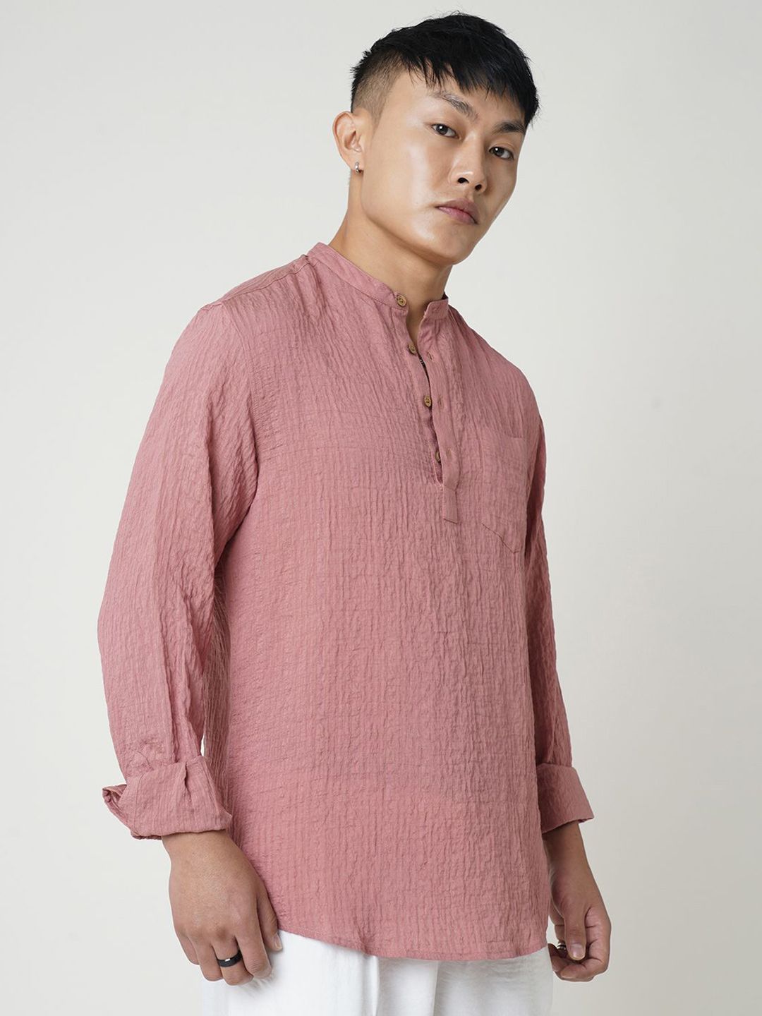 VASTRADO Men Striped Thread Work Jacquard Kurta