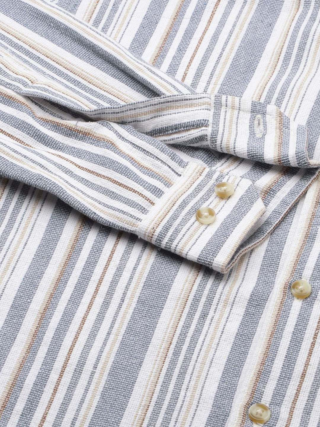 VASTRADO Men Classic Slim Fit Striped Pure Cotton Casual Shirt