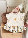 YK Girls Printed Top With Skirt