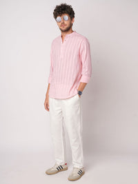 VASTRADO Men Striped Fusion Cotton Straight Kurta