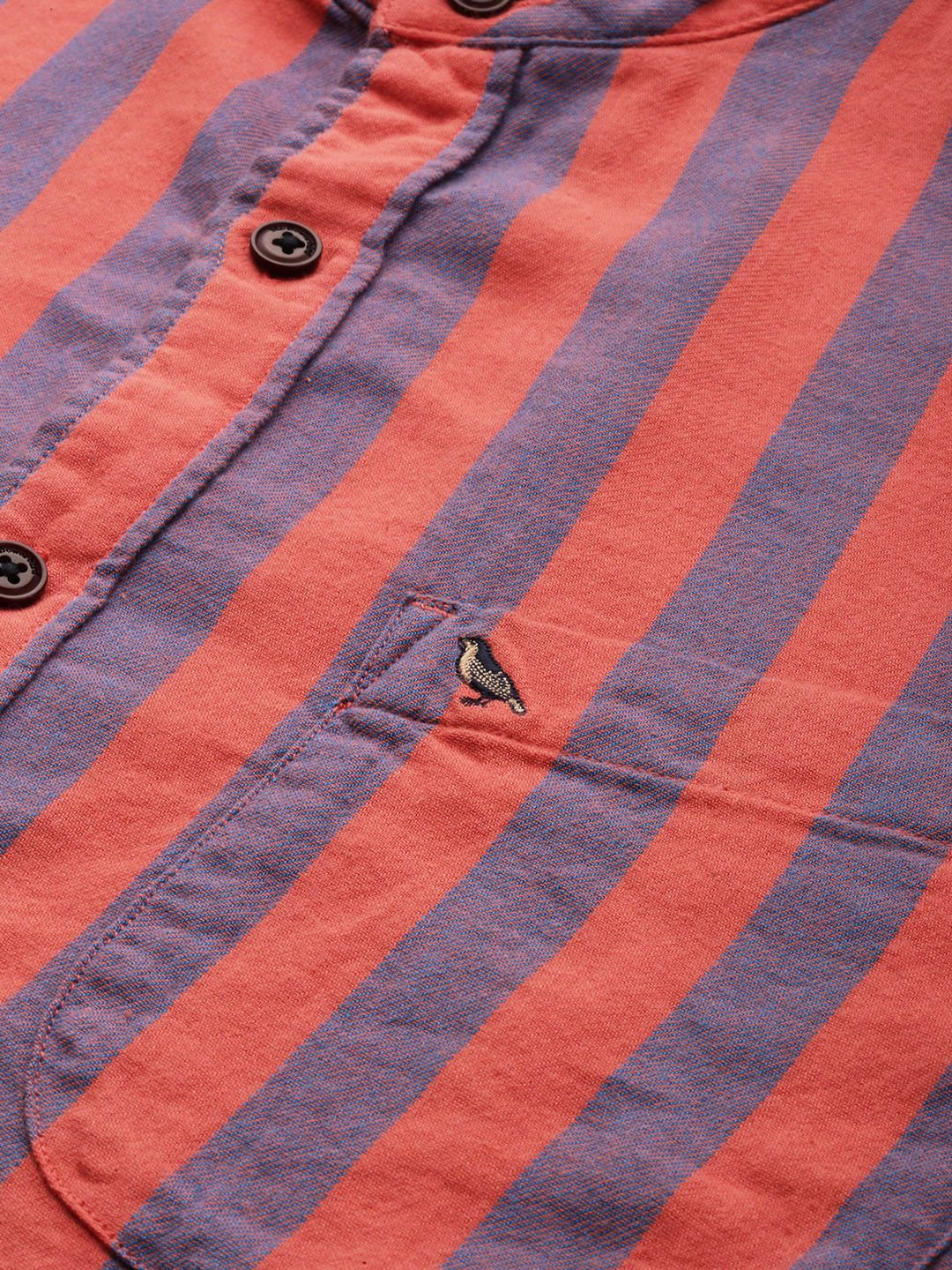 Mr Bowerbird Pure Cotton Tailored Fit Opaque Striped Casual Shirt