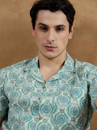 DENNISON Men White Regular Fit Printed Casual Shirt