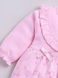 Moms Love Infant Girls Floral Print Pure Cotton Rompers With Ruffle Detail