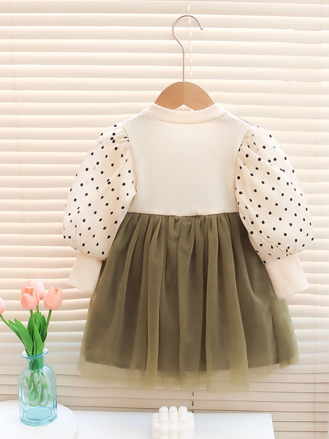 YK Girls Shoulder Straps Fit and Flare Dress With Applique