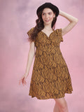 DressBerry Printed Ruched Detail A-Line Dress