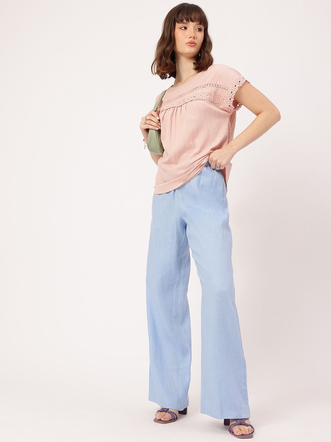 DressBerry Lace Love Self-Striped A-Line Top