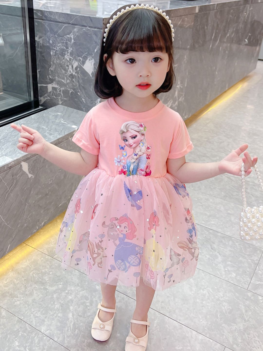 YK Floral Print Fit & Flare Dress