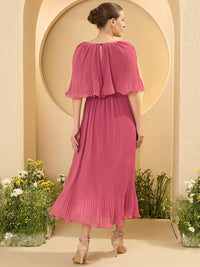 Antheaa Cape Sleeves Chiffon Maxi Dress