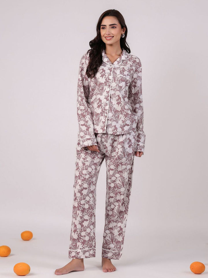 SANSKRUTIHOMES Women Printed Pure Cotton Night suit