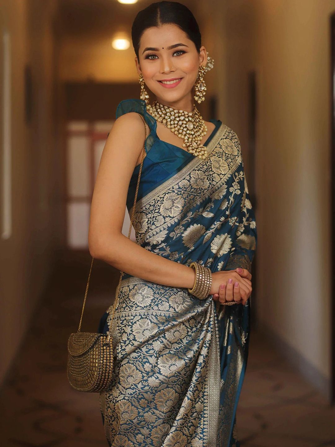 KALINI Ethnic Motifs Zari Banarasi Saree