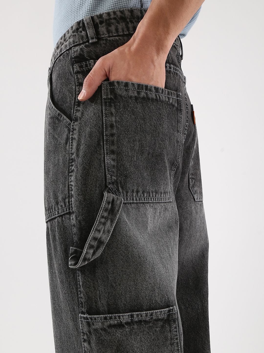 Urbano Fashion Men Loose Baggy Fit Carpenter Cargo Jeans With 6 Pockets Non-Stretchable