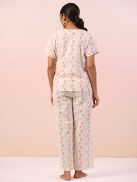 SANSKRUTIHOMES Women Printed V-Neck Pure Cotton Night Suit