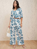 Vishudh Floral Printed Top & Trouser With Jacket