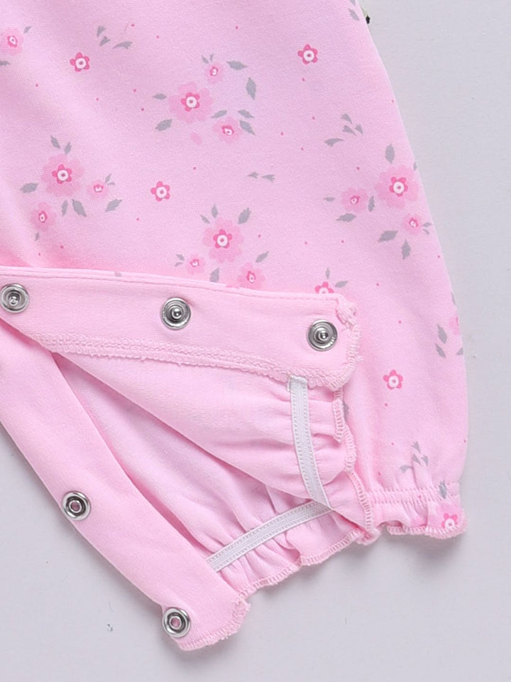 Moms Love Infant Girls Floral Print Pure Cotton Rompers With Ruffle Detail
