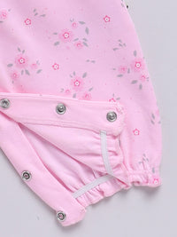 Moms Love Infant Girls Floral Print Pure Cotton Rompers With Ruffle Detail