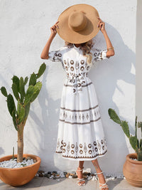 all about you Women Ethnic Print  Mandarin Collar A-Line Midi Dress