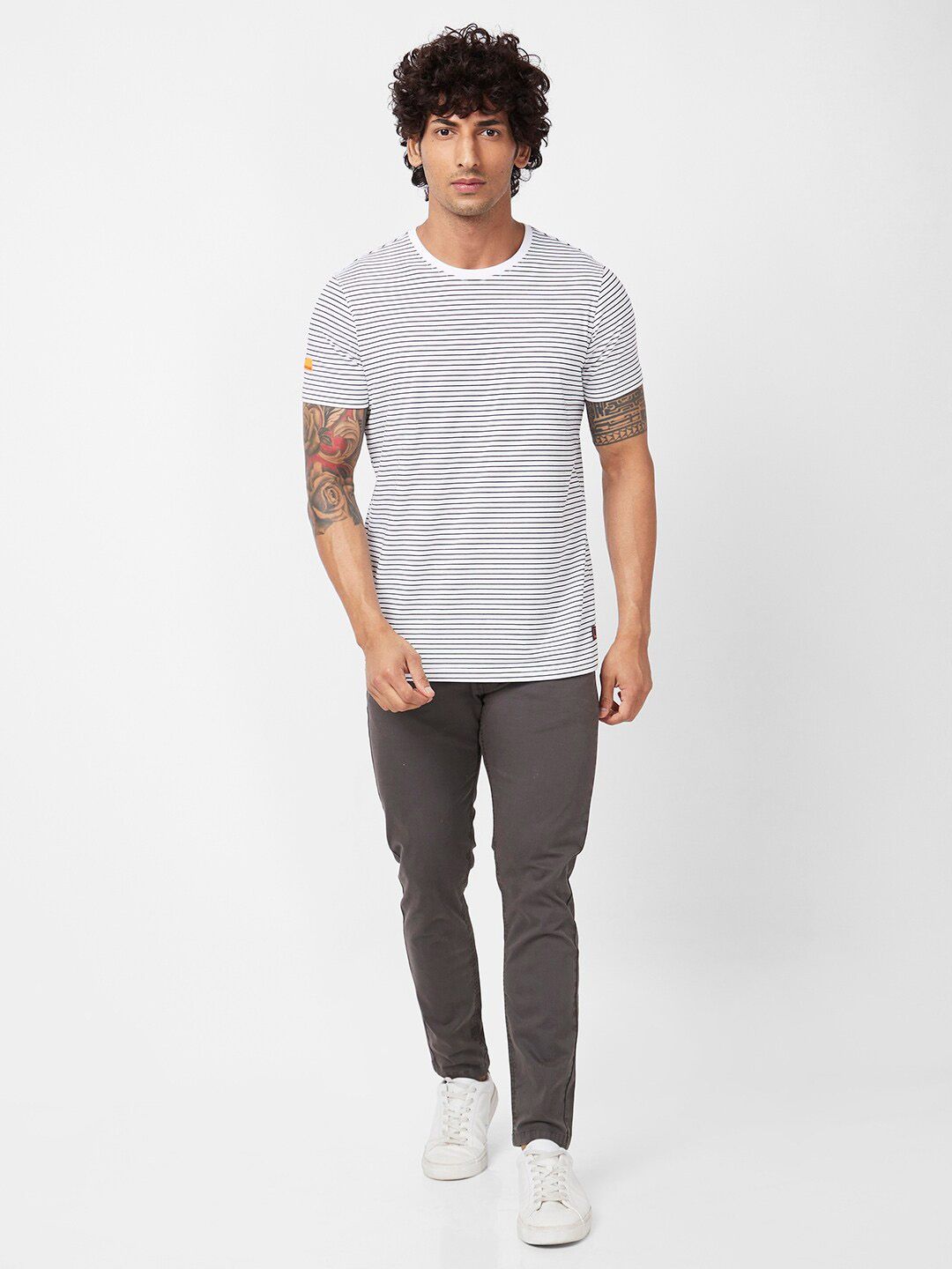 SPYKAR Striped Slim Fit Cotton T-shirt