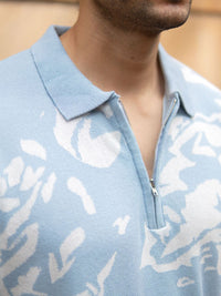 Powerlook Abstract Printed Polo Collar Pure Cotton T-shirt