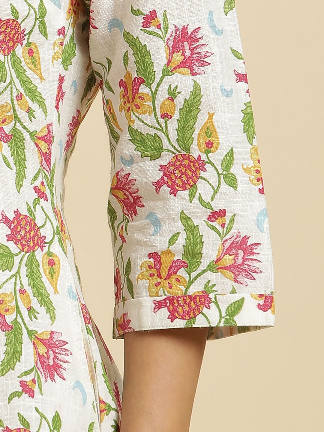 W Floral Printed A-Line Midi Ethnic Dress