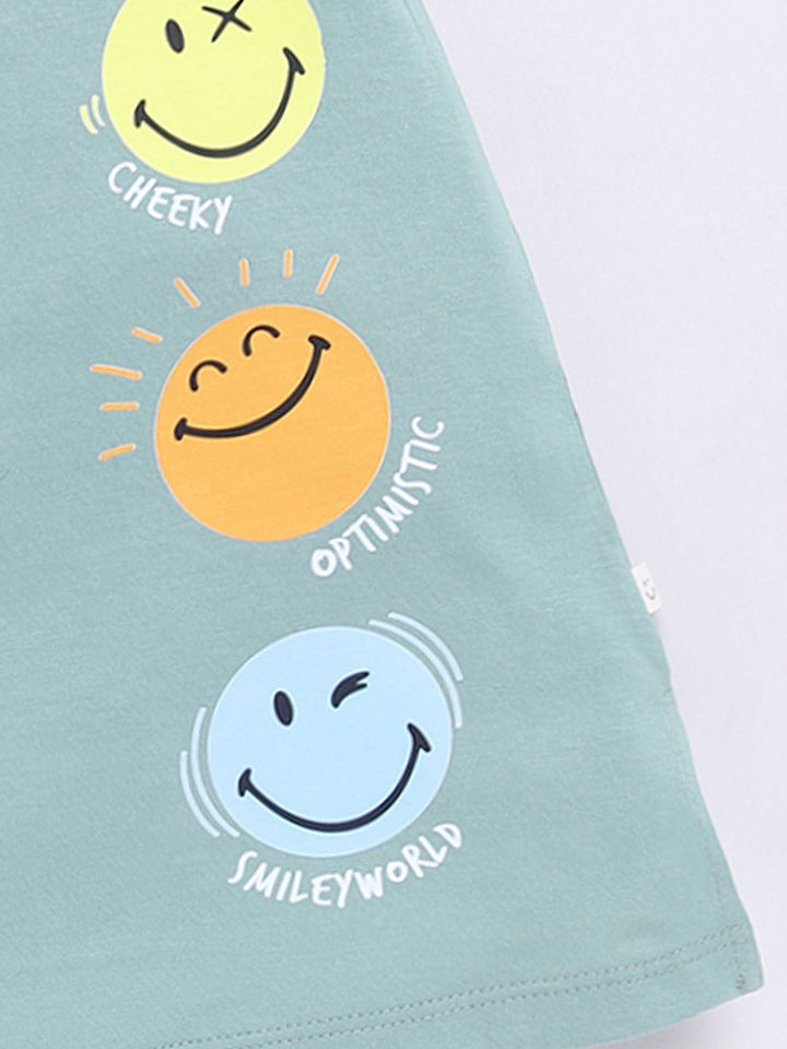 Happy Faces Kids Girls Typography Printed Pure Cotton Longline T-Shirt