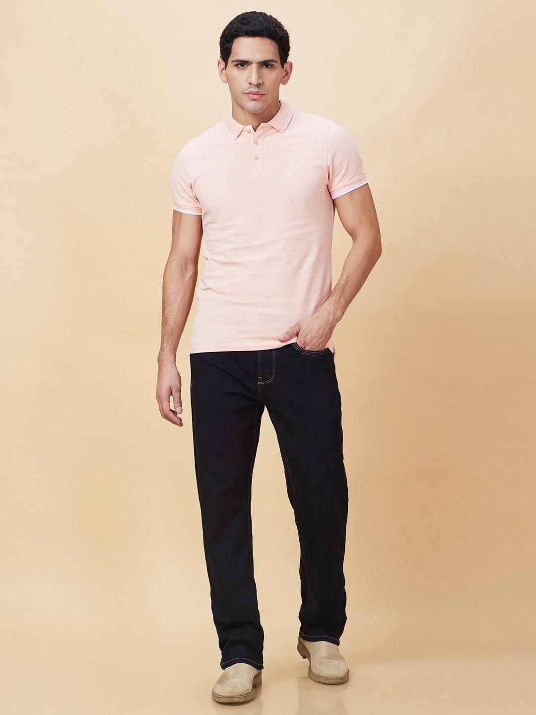 Being Human Men Solid Polo Collar Cotton T-shirt