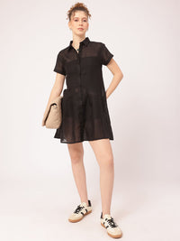 DressBerry Serene Silhouette Sheer MIni Shirt Dress
