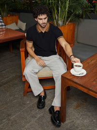Campus Sutra Men Solid Polo Collar Cotton T-shirt