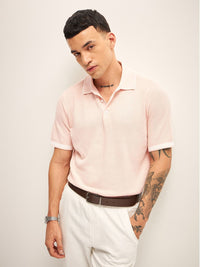 THE BEAR HOUSE Self Design Polo Collar T-Shirt