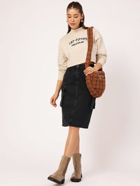 DressBerry Cat Woman Boxy Crop Sweatshirt