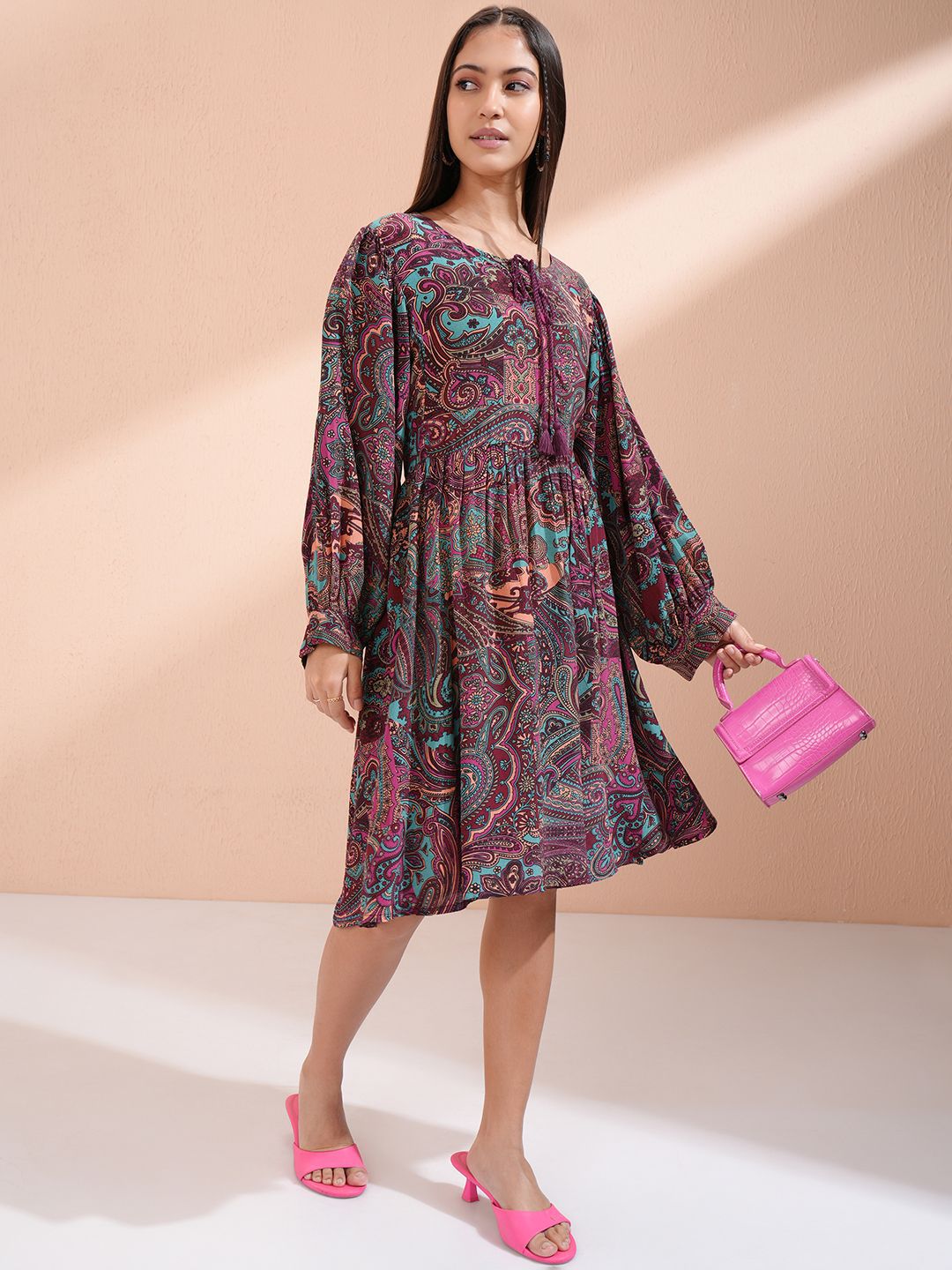 Vishudh Women Ethnic Motifs Printed Fit & Flare Dress