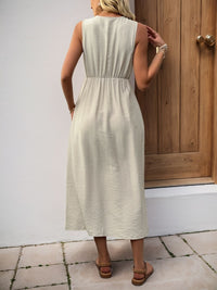 all about you Solid V-Neck A-Line Midi Dress