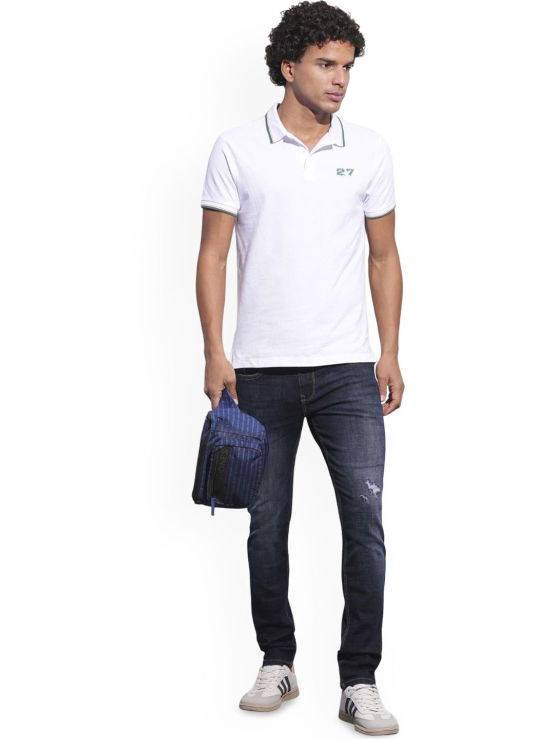 Being Human Men Classic Slim Fit Mildly Distressed Light Fade Stretchable Jeans