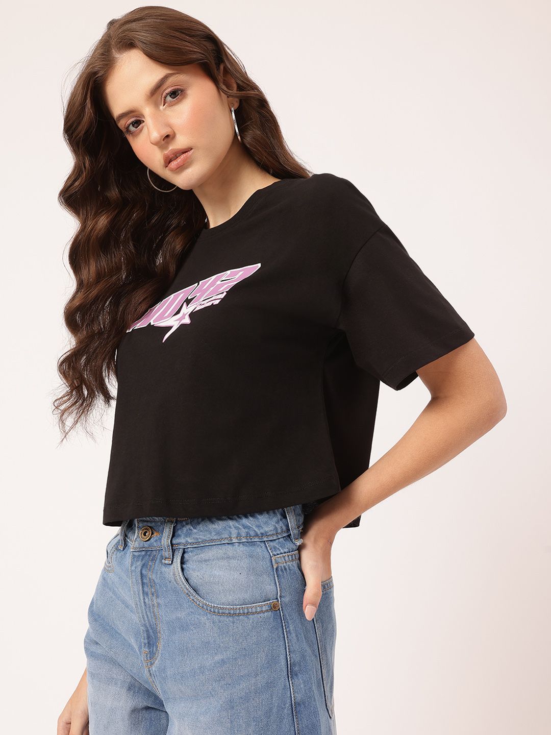 DressBerry Comfortable & Trendy Printed Crop Tee