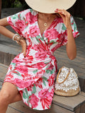 DressBerry Floral Print Wrap Mini Dress