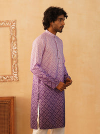 Jompers Band Collar Floral Printed Sequinned Straight Kurta