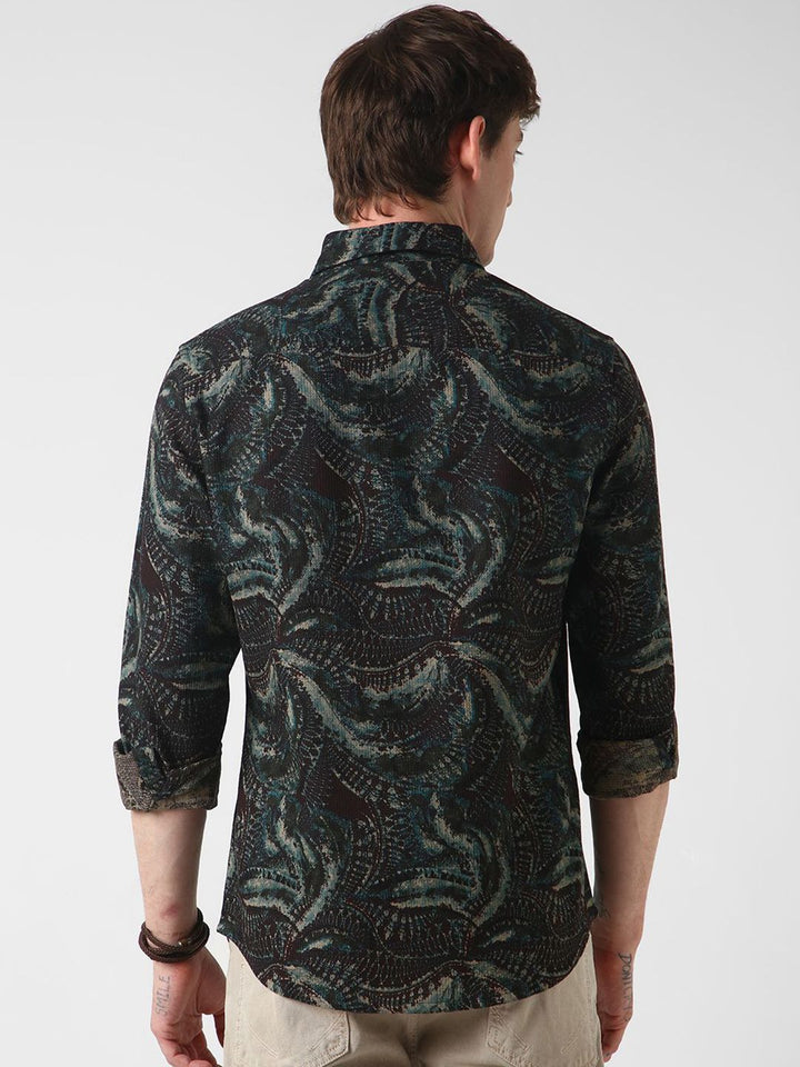 VASTRADO Men Classic Slim Fit Floral Opaque Printed Casual Shirt