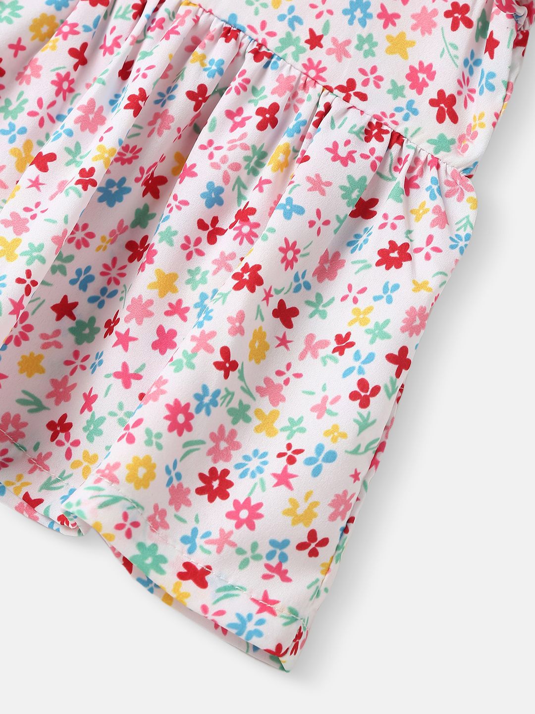 Nauti Nati Girls Floral Printed Peter Pan Collar Bell Sleeve Ruffles Peplum Top