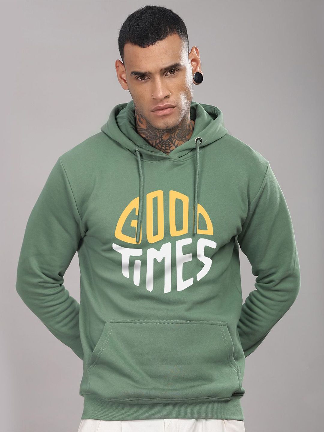 ADRO Men Printed Long Sleeves Hooded Sweatshirt