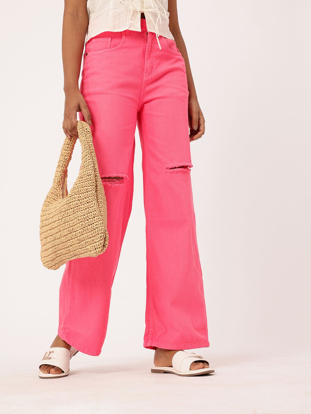 DressBerry Urban Chic Straight Fit Slash Knee Jeans