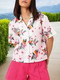 DressBerry Chic Blooming Printed Boxy Casual Shirt